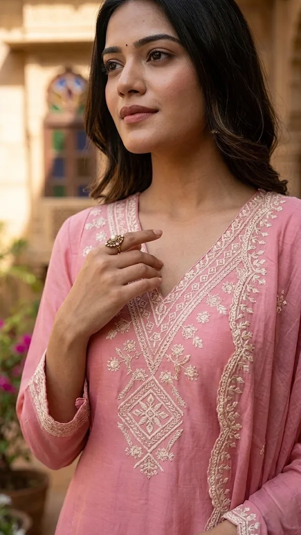 Dusty_Rose_Cotton_Blend_3pcs_Kurta_Set_