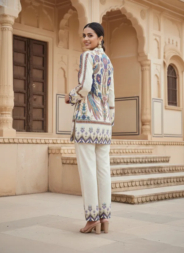 Multicolor_Rayon_Cotton_Blend_Tunic_Set_For_Women