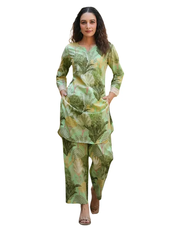 Green_Fern_Floral_Cotton_Blend_Co-ord_Set_For_Women