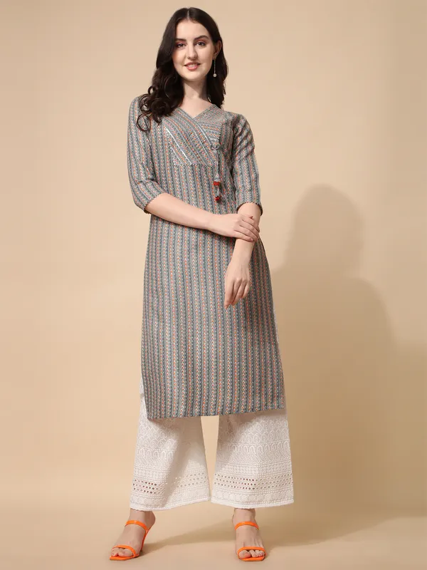 Grey_base_With_Orange_Dots_Kurti_Top_For_Women