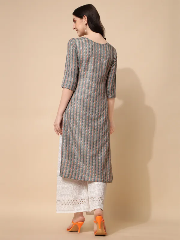 Grey_base_With_Orange_Dots_Kurti_Top_For_Women