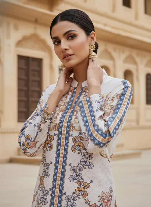 White_Rayon_Cotton_Blend_Kurta_Set_For_Women