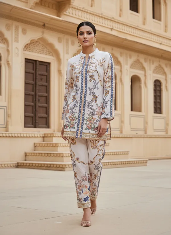 White_Rayon_Cotton_Blend_Kurta_Set_For_Women