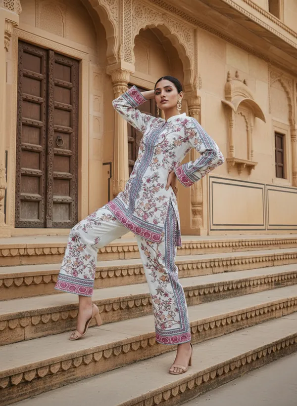 White_Rayon_Cotton_Blend_Kurta_Set_For_Women
