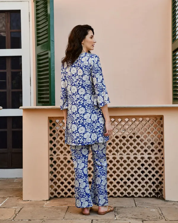 Blue_Cotton_Blend_Kurta_Pant_Set_For_Women