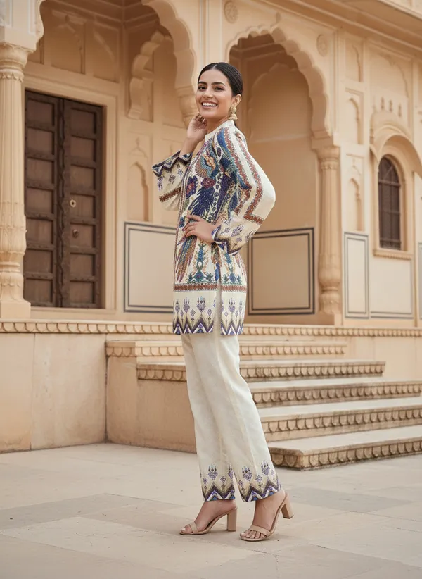 Multicolor_Rayon_Cotton_Blend_Tunic_Set_For_Women