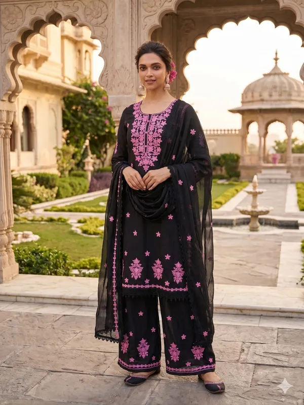 Black_Pure_Viscose_Rayon_Kurta_Palazzo_Set_For_Women