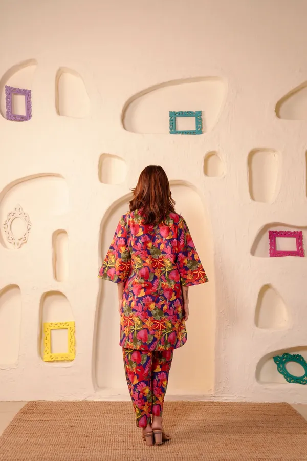 Multi_Colour_Dense_Floral_Abstract_Pattern_Cotton_Blend_Co-ord_Set_For_Women