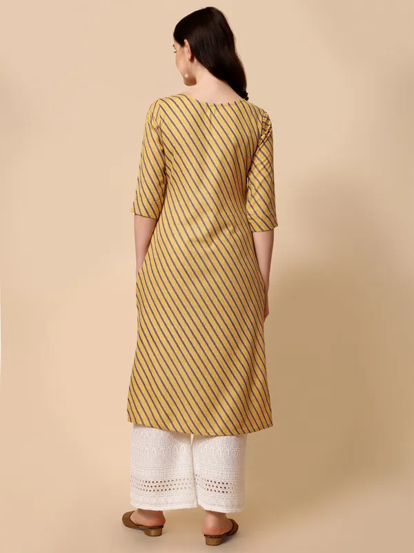 Mustard_Yellow_&_Brown_Striped_Cotton_Kurti_Top_For_Women