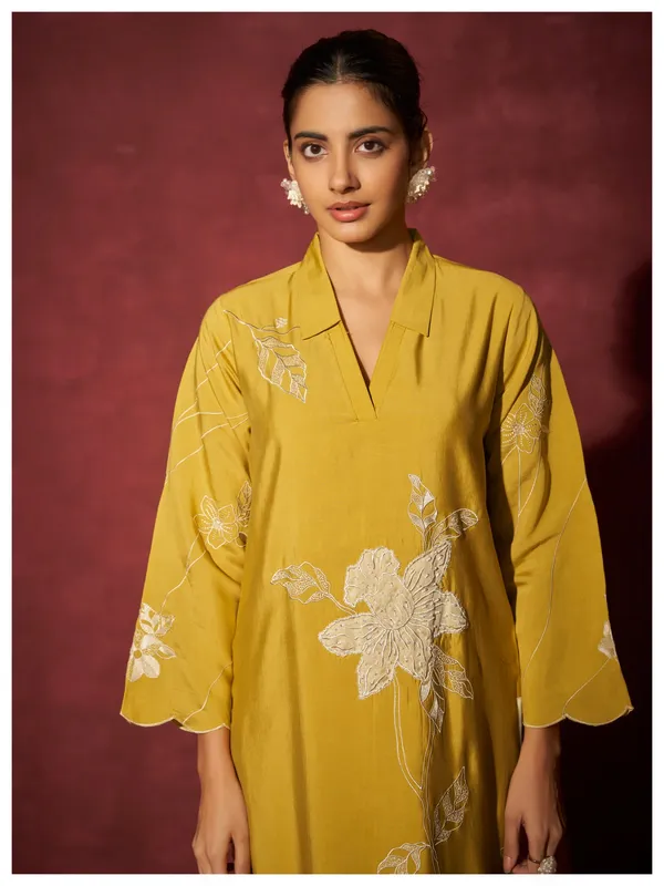 Mustard_Yellow_Chanderi_Kurta_Set_With_Dupatta_For_Women