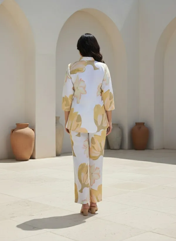 Pastel_Yellow_And_White_Rayon_Cotton_Blend_Coord_Set_For_Women