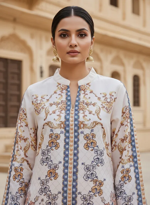 White_Rayon_Cotton_Blend_Kurta_Set_For_Women