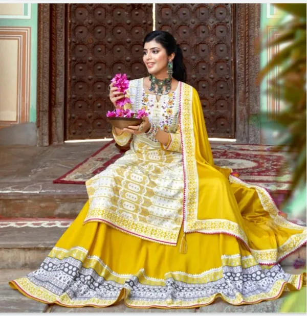 Yellow_&_White_Rayon_Sharara_Suit_Set_For_Women