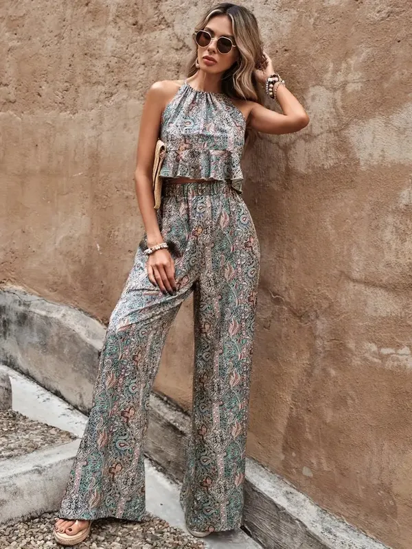 Sea_Green_And_Red_Flowery_Cotton_Blend_2_Pcs_Coord_Set_For_Women