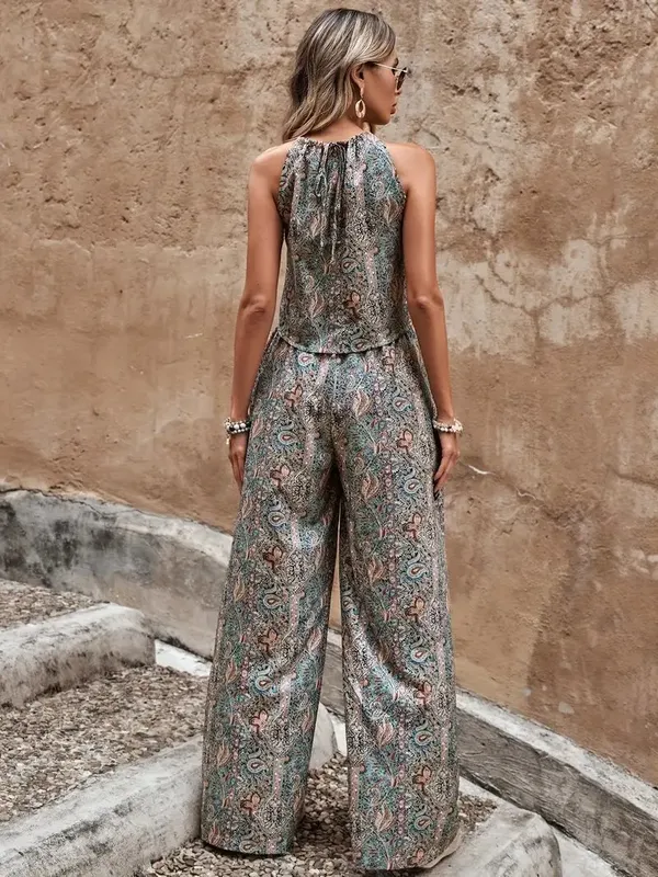Sea_Green_And_Red_Flowery_Cotton_Blend_2_Pcs_Coord_Set_For_Women