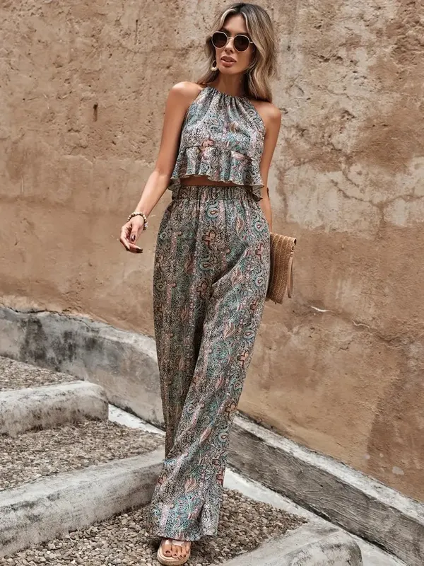 Sea_Green_And_Red_Flowery_Cotton_Blend_2_Pcs_Coord_Set_For_Women