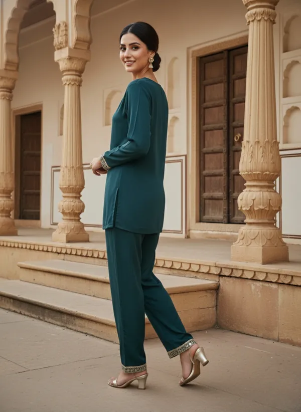 Teal_Green_Cotton_Blend_Kurta_Set_For_Women