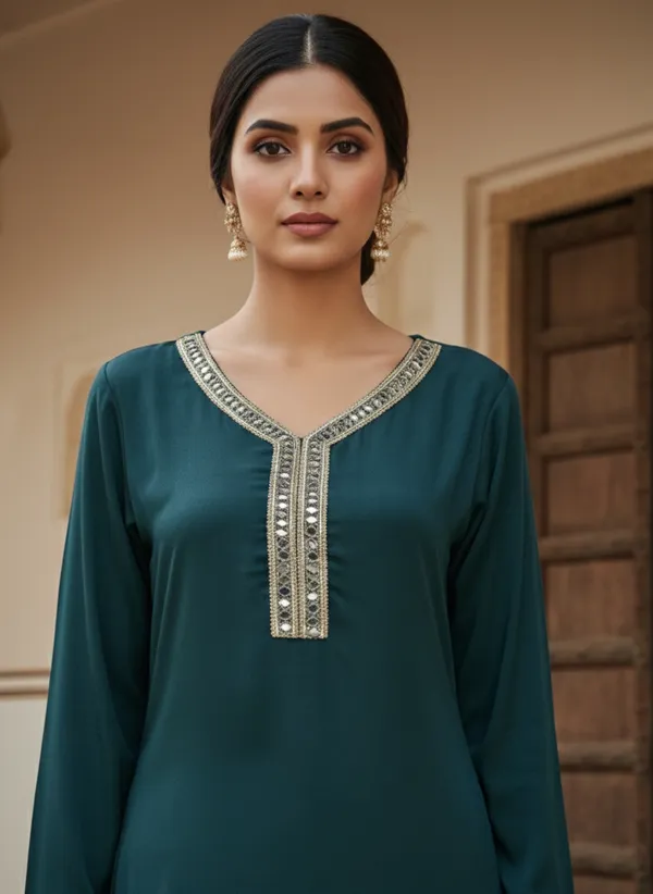 Teal_Green_Cotton_Blend_Kurta_Set_For_Women