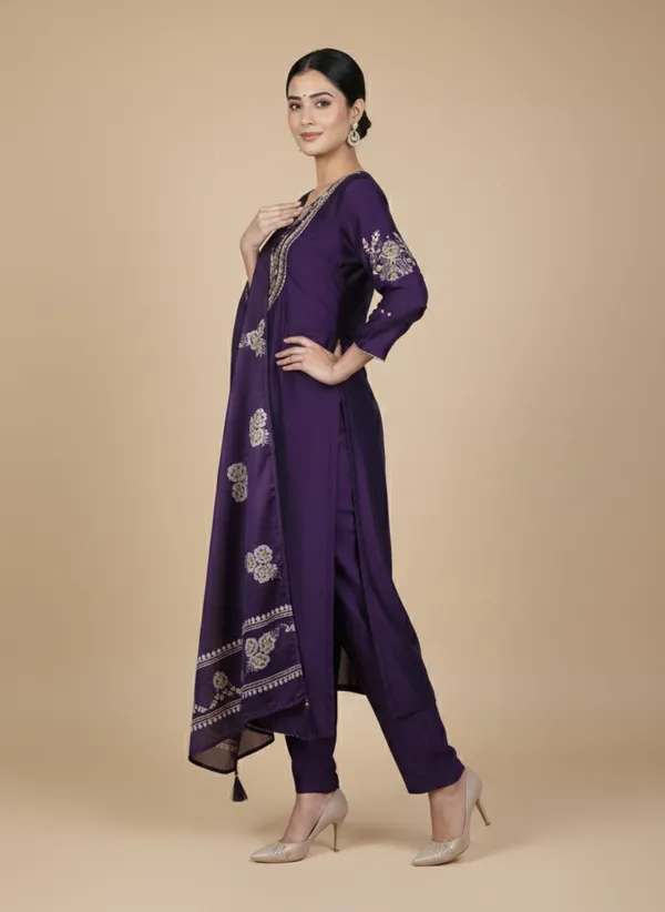 Purple_Silk_Kurta_Set_For_Women