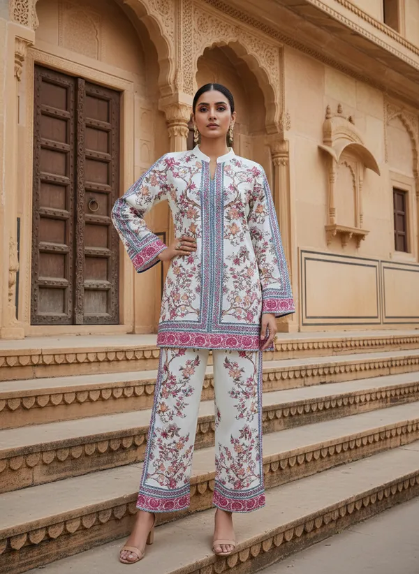 White_Rayon_Cotton_Blend_Kurta_Set_For_Women