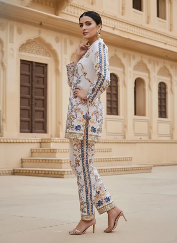 White_Rayon_Cotton_Blend_Kurta_Set_For_Women