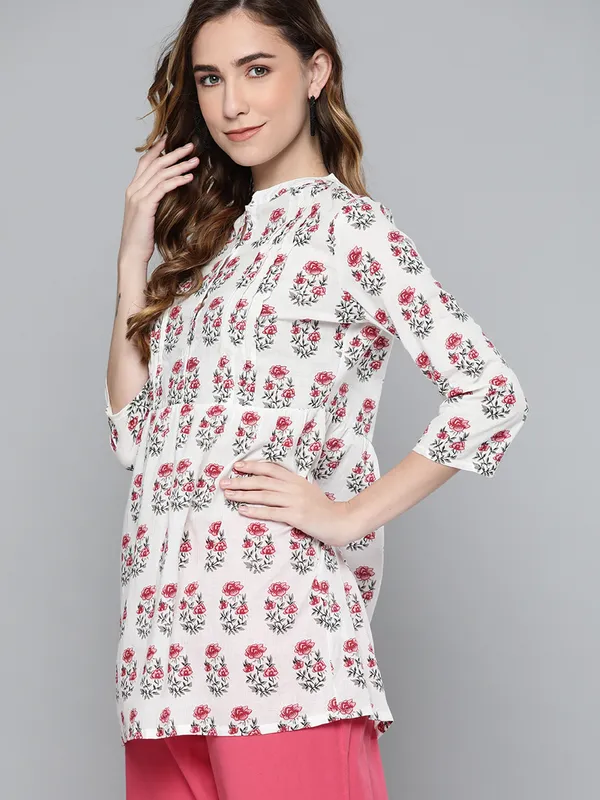 White_Base_Small_Red_floral_Top_for_Women