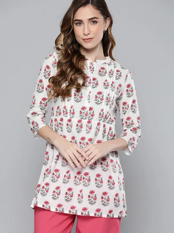 White_Base_Small_Red_floral_Top_for_Women