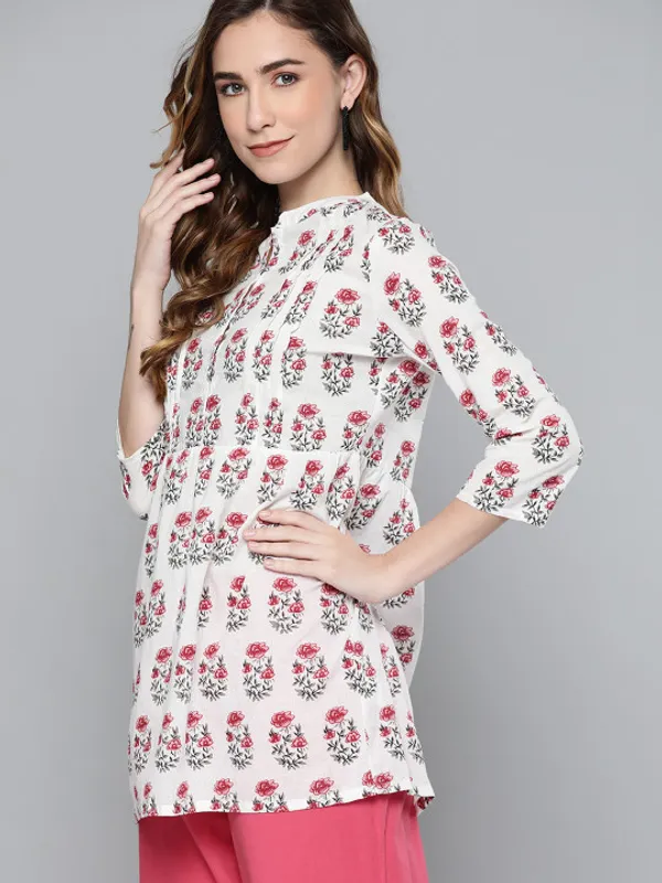 White_Base_Small_Red_floral_Top_for_Women
