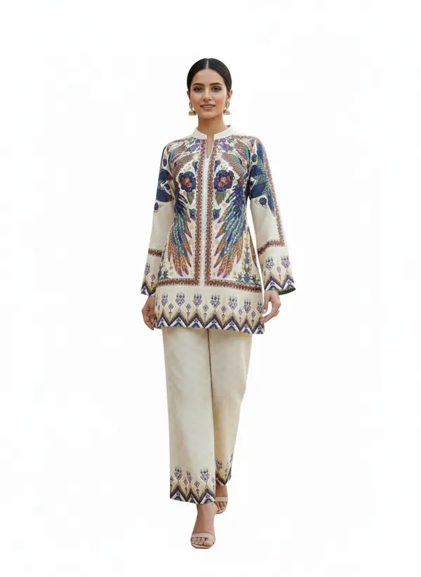 Multicolor_Rayon_Cotton_Blend_Tunic_Set_For_Women