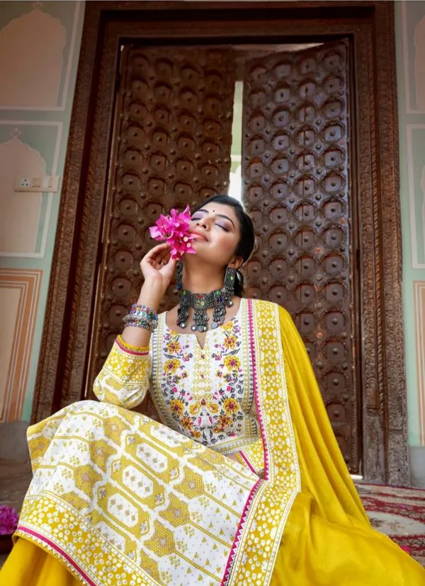 Yellow_&_White_Rayon_Sharara_Suit_Set_For_Women