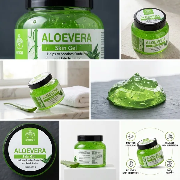 NEEMSAR_Aloe_Vera_Skin_Gel_–_Natural_Soothing_Gel_for_Sunburn,_Skin_Irritation_&_Deep_Hydration_|_Lightweight,_Non-Sticky_Daily_Skincare_