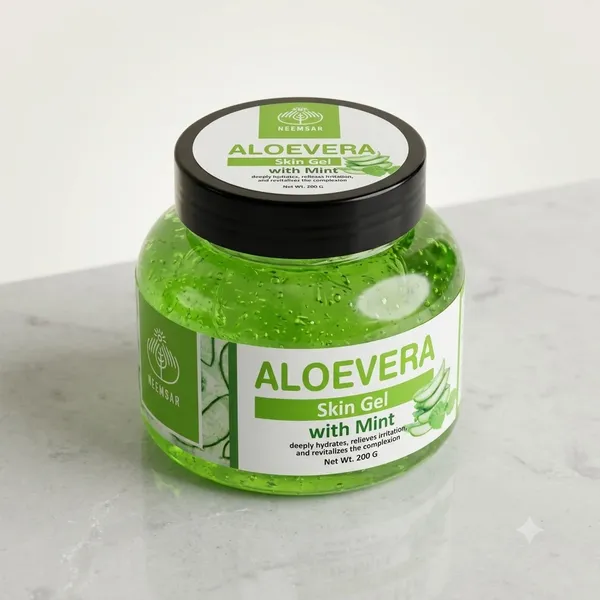 NEEMSAR_Aloe_Vera_Skin_Gel_–_Natural_Soothing_Gel_for_Sunburn,_Skin_Irritation_&_Deep_Hydration_|_Lightweight,_Non-Sticky_Daily_Skincare_