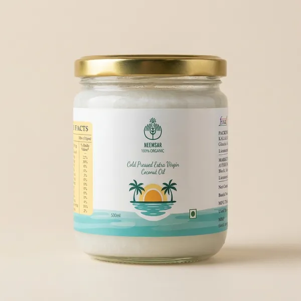 Organic_Cold_Pressed_Extra_Virgin_Coconut_Oil_|_Pure_&_Natural_|_Unrefined_|_Multipurpose_for_Cooking,_Hair_&_Skin_|_Glass_Jar_with_Golden_Lid_|_500ml