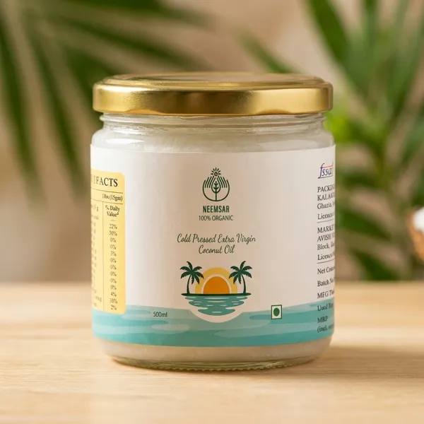 Organic_Cold_Pressed_Extra_Virgin_Coconut_Oil_|_Pure_&_Natural_|_Unrefined_|_Multipurpose_for_Cooking,_Hair_&_Skin_|_Glass_Jar_with_Golden_Lid_|_500ml