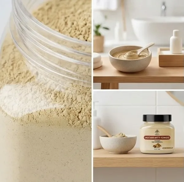 Neemsar_100%_Organic_Multani_Mitti_Powder_(Fuller's_Earth/Bentonite_Clay)_for_Face_&_Hair_Care_|_Deep_Cleansing_Face_Pack_|_Oil_Control_&_Natural_Glow_|_Pack_of_2_x_100g_(Total_200g)