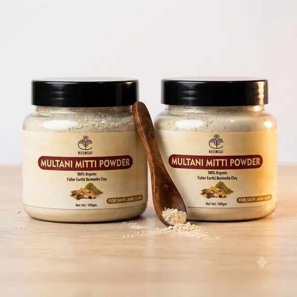 Neemsar_100%_Organic_Multani_Mitti_Powder_(Fuller's_Earth/Bentonite_Clay)_for_Face_&_Hair_Care_|_Deep_Cleansing_Face_Pack_|_Oil_Control_&_Natural_Glow_|_Pack_of_2_x_100g_(Total_200g)