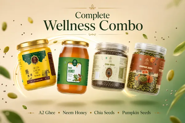 Neemsar_Complete_Wellness_Combo_|_Gir_Cow_A2_Bilona_Ghee_500ml_+_Neem_Honey_250g_+_Chia_Seeds_250g_+_Pumpkin_Seeds_250g_|_Daily_Nutrition_&_Immunity_Support_Combo