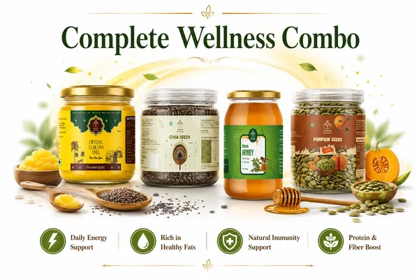 Neemsar_Complete_Wellness_Combo_|_Gir_Cow_A2_Bilona_Ghee_500ml_+_Neem_Honey_250g_+_Chia_Seeds_250g_+_Pumpkin_Seeds_250g_|_Daily_Nutrition_&_Immunity_Support_Combo