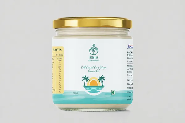 Organic_Cold_Pressed_Extra_Virgin_Coconut_Oil_|_Pure_&_Natural_|_Unrefined_|_Multipurpose_for_Cooking,_Hair_&_Skin_|_Glass_Jar_with_Golden_Lid_|_500ml
