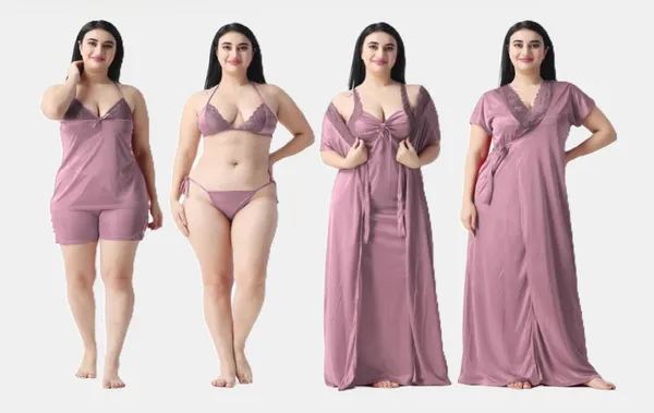Women's_Onion_Nightwear_Set_5_Piece_Satin_Sleepwear_Combo_(Nighty,_Robe,_Shorts_Set_&_Inner)