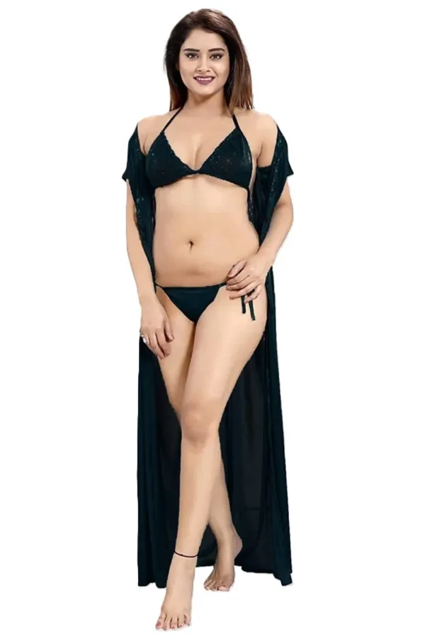Women_Black_Nightwear_Combo_Set_�_4_Piece_Sleepwear_(Nighty,_Shorts,_Inner_&_Dress)