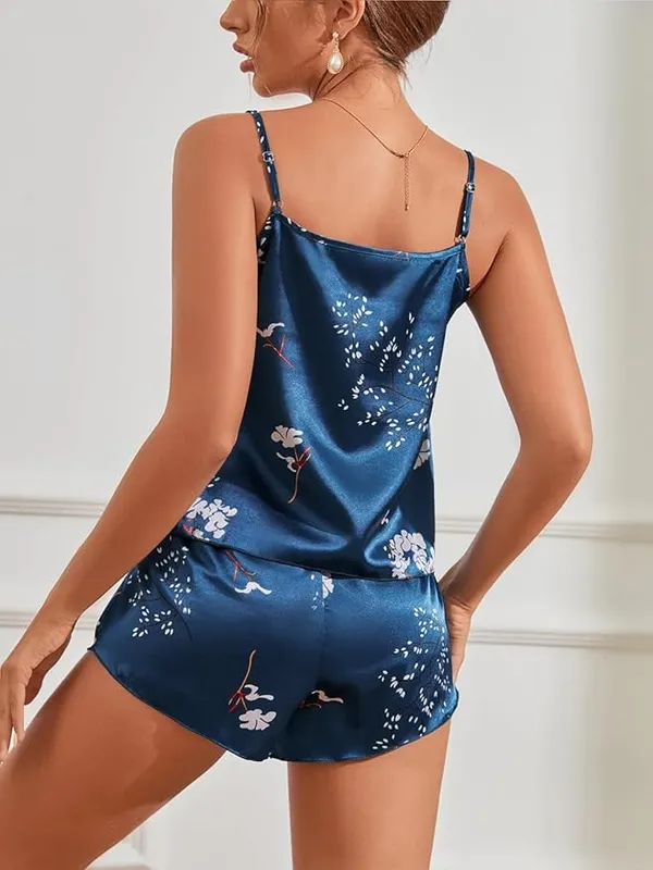 Women's_Blue_Satin_Printed_Night_Suit_Soft_Comfortable_Top_&_Shorts_Sleepwear_Set
