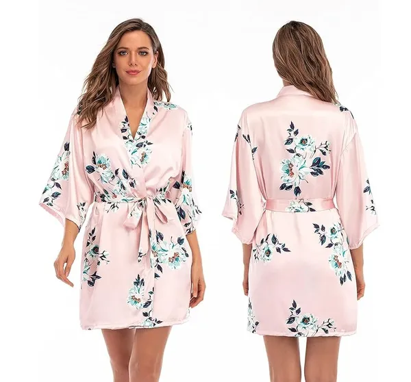 Women's_Pink_Satin_Printed_Nighty_with_Robe_Soft_Comfortable_Short_Nightwear_Set,_Stylish_Sleepwear