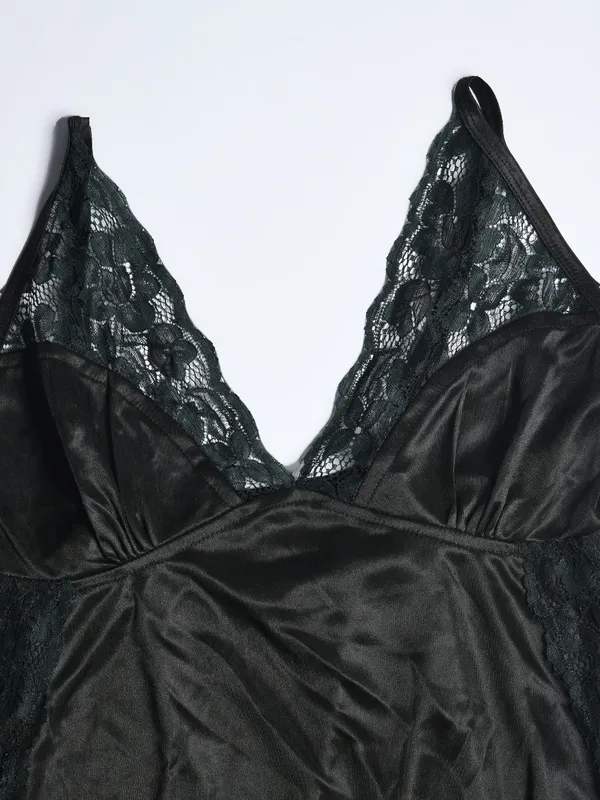 Women's_Black_Satin_Nighty_with_Lace_&_Robe_Premium_Long_Nightwear_Set,_Soft_Comfortable_Sleepwear