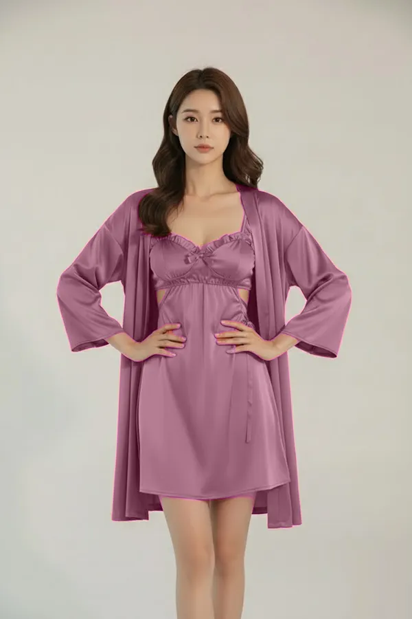 Women's_Onion_Satin_Nighty_with_Robe_Short_Nightwear_Set,_Soft_Comfortable_Sleepwear