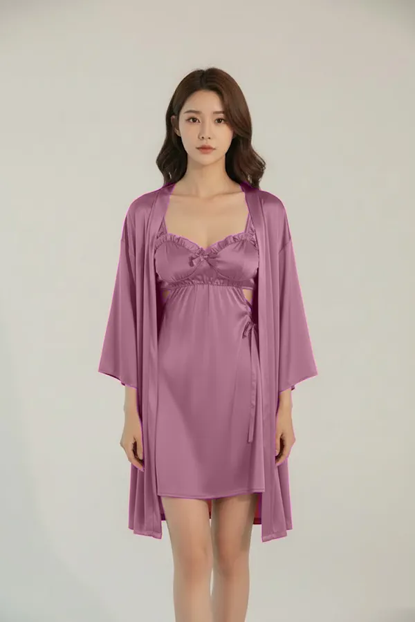 Women's_Onion_Satin_Nighty_with_Robe_Short_Nightwear_Set,_Soft_Comfortable_Sleepwear