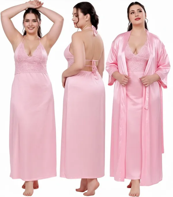 Women's_Satin_Lace_Nighty_with_Robe_Set_Soft_Comfortable_Sleepwear,_Baby_Pink_Long_Nightdress