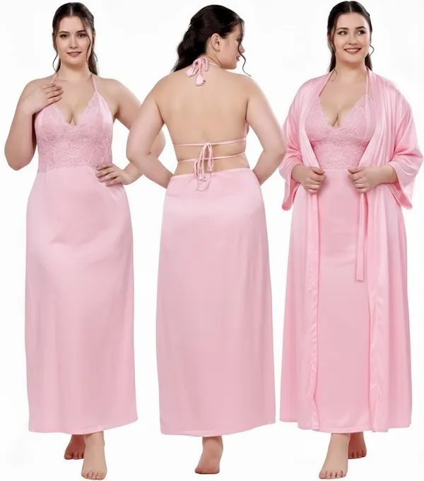 Women's_Satin_Lace_Nighty_with_Robe_Set_Soft_Comfortable_Sleepwear,_Baby_Pink_Long_Nightdress