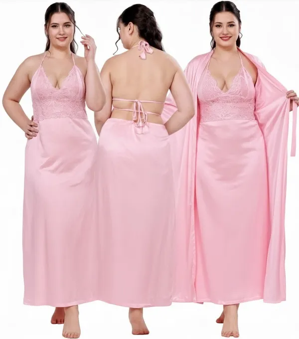 Women's_Satin_Lace_Nighty_with_Robe_Set_Soft_Comfortable_Sleepwear,_Baby_Pink_Long_Nightdress
