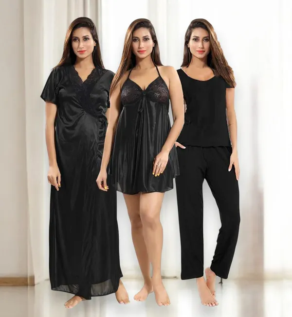 Women_Black_Nightwear_Combo_3_Piece_Sleepwear_Set_(Nighty,_Short_Dress_&_Top_Pant)